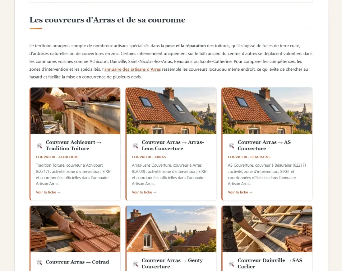 Rubrique couvreur de l’annuaire Artisan Arras