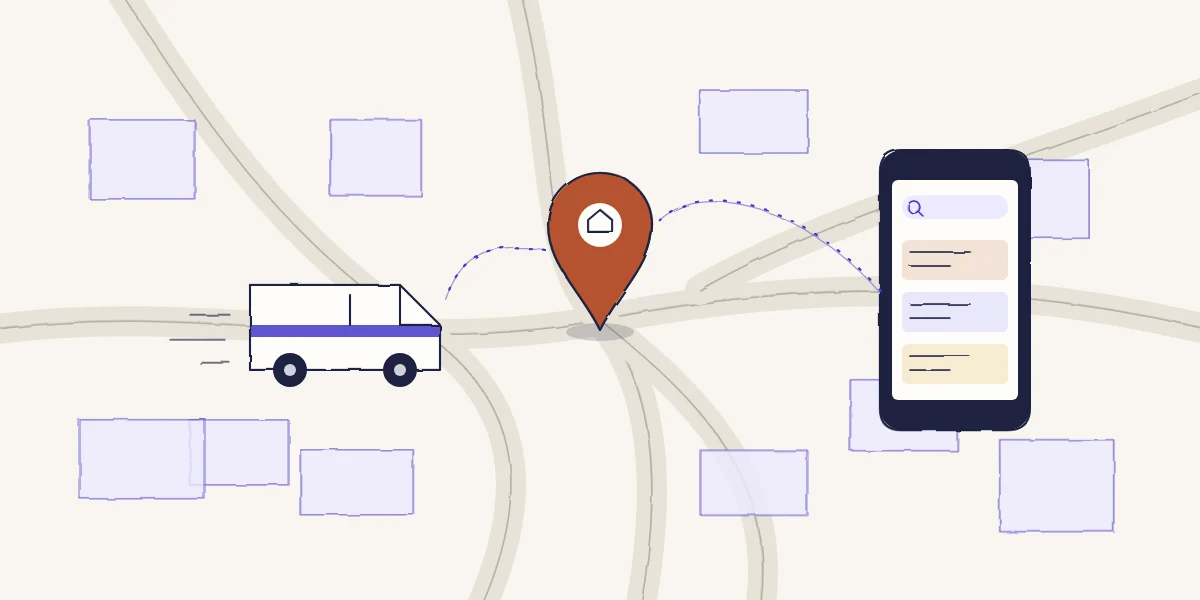 Dessin : recherche locale d’un artisan sur smartphone
