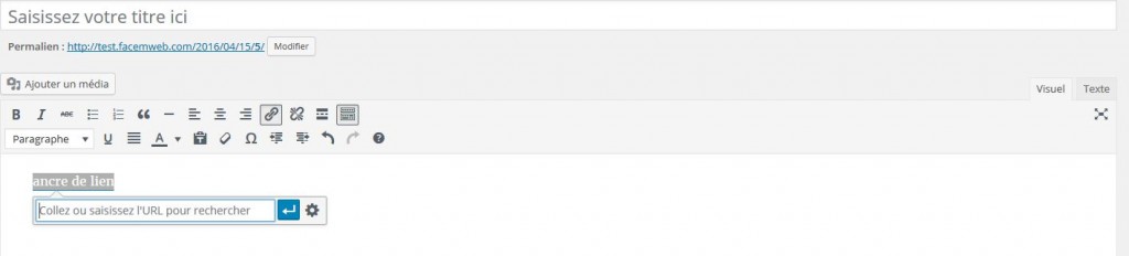 nouvelle ancre de lien wordpress 4.5